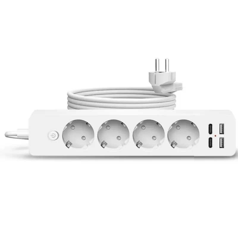 Prelungitor 4 prize, 2 porturi USB si 2 Type-C, 2m , Jortan