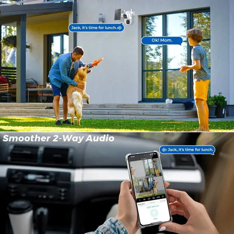 Camera de supraveghere duala, cu panou solar si Wi-Fi, rotativa, Jortan 8699 + Card 32 GB