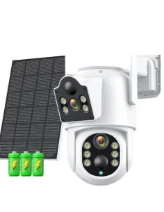 Camera de supraveghere duala, cu panou solar si Wi-Fi, rotativa,  Jortan 8699 + Card 32 GB 2