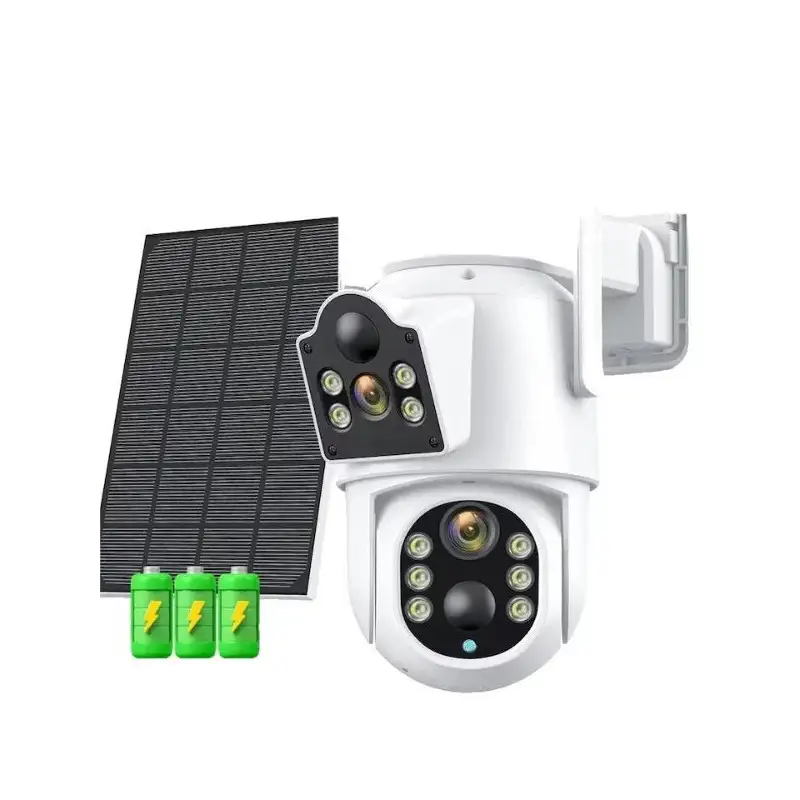 Camera de supraveghere duala, cu panou solar si Wi-Fi, rotativa, Jortan 8699 + Card 32 GB