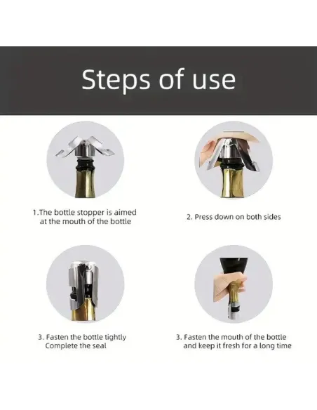 4 x Dop Reutilizabil Otel inoxidabil pentru șampanie și vin roșu