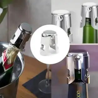 4 x Dop Reutilizabil Otel inoxidabil pentru șampanie și vin roșu 2