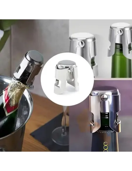 4 x Dop Reutilizabil Otel inoxidabil pentru șampanie și vin roșu