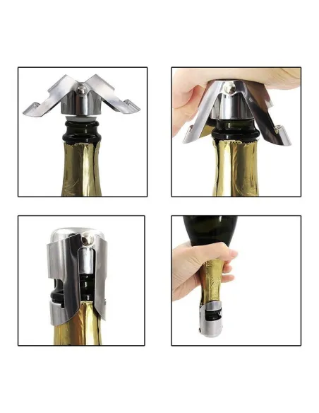 4 x Dop Reutilizabil Otel inoxidabil pentru șampanie și vin roșu