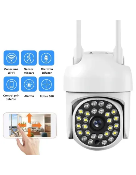 Set 2 Camere IP 360° WiFi JT-8161QJ cu 4 Carduri 32GB | Live & Noapte