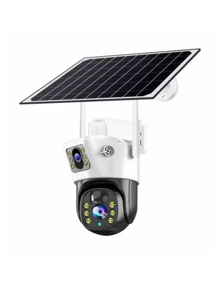 Camera de supraveghere duala, cu panou solar si Wi-Fi, rotativa,  Jortan 8699 + Card 32 GB