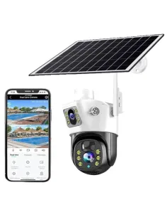 Camera de supraveghere duala, cu panou solar si Wi-Fi, rotativa,  Jortan 8699 + Card 32 GB