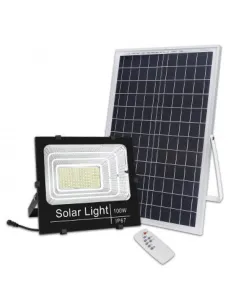 Proiector solar cu panou,  Jortan, 50W/100W/ 200W/ 500W cu telecomanda inclusa si senzor de lumina