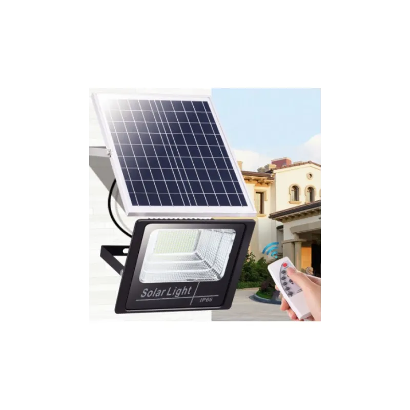 Proiector solar cu panou,  Jortan, 50W/100W/ 200W/ 500W cu telecomanda inclusa si senzor de lumina