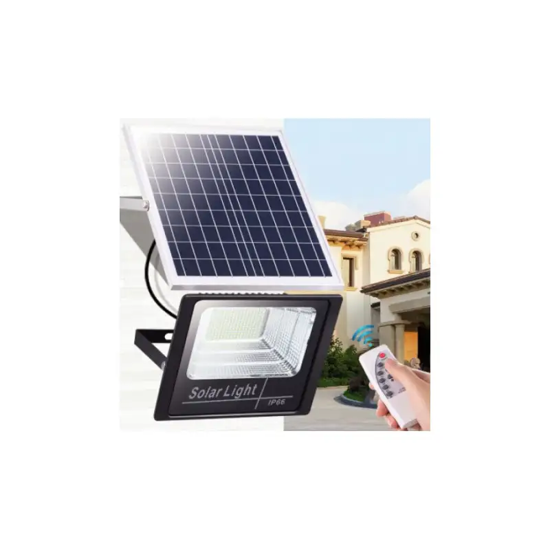 Proiector solar cu panou, Jortan, 50W/100W/ 200W/ 500W cu telecomanda inclusa si senzor de lumina