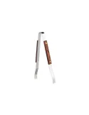 Set 3 ustensile gratar din inox cu maner din lemn cleste, spatula, furculita gratar