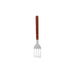Set 3 ustensile gratar din inox cu maner din lemn cleste, spatula, furculita gratar 2