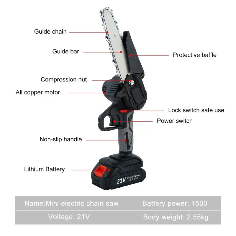 Mini drujba 48V, 6 inch, 2 acumulatori Li-ion, Dasgut
