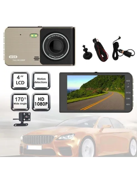 Camera DVR dubla, ecran 4 inch,Full HD 1080p, 170 grade, marșarier