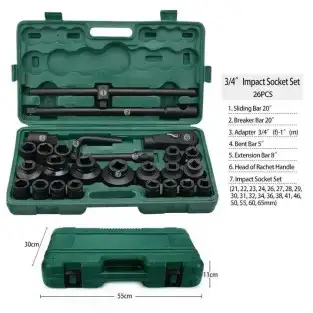 Trusa 26 Tubulare Hexagonale Mari 3/4 " Camion 21 - 65 mm in 6 laturi 2