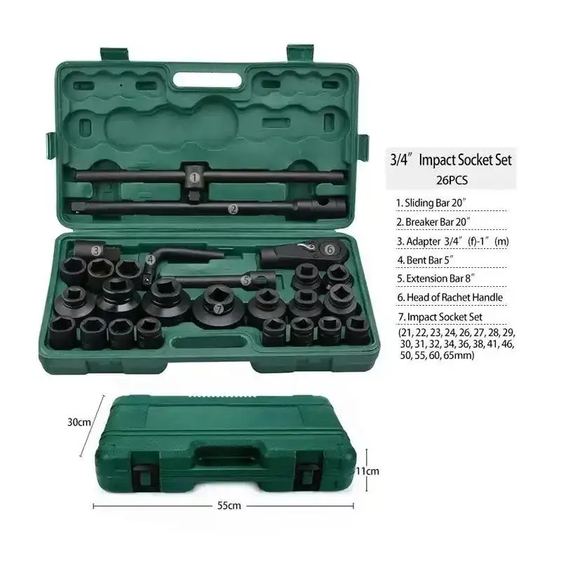 Trusa 26 Tubulare Hexagonale Mari 3/4 " Camion 21 - 65 mm in 6 laturi