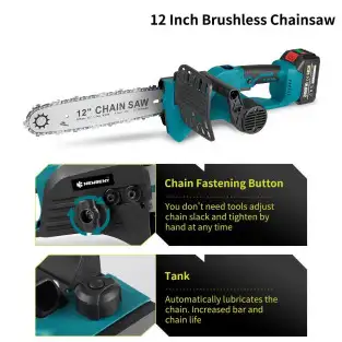 Drujbă electrică 14 inch, DASGUT cu 1 acumulatori Li-Ion, 48V, ungere lant, display, 07 2