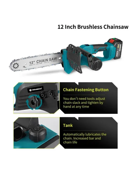 Drujbă electrică 14 inch, DASGUT cu 1 acumulatori Li-Ion, 48V, ungere lant, display, 07