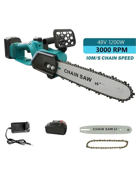 Drujbă electrică 14 inch, DASGUT cu 1 acumulatori Li-Ion, 48V, ungere lant, display, 07