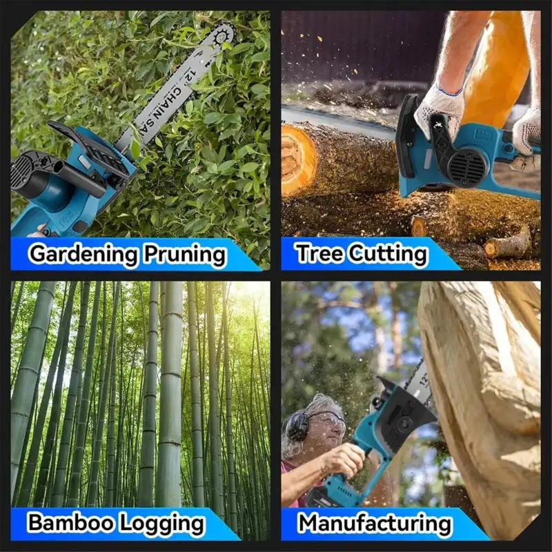 Drujbă electrică 12 inch ( 30 cm), 2 acumulatori Li-Ion de 48V, ungere lant