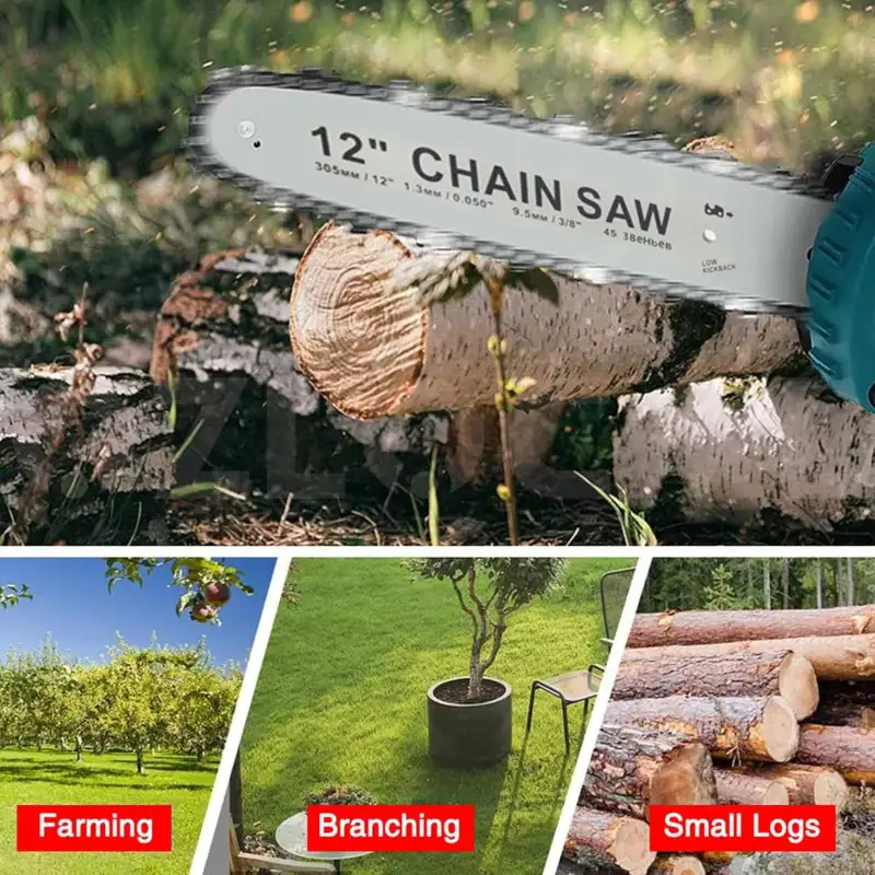 Drujbă electrică 12 inch ( 30 cm), 2 acumulatori Li-Ion de 48V, ungere lant