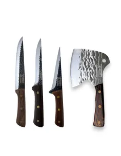 Set 3 cutite cu maner de lemn si satar otel, J2