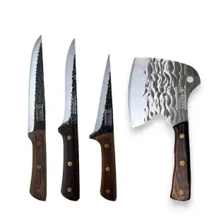 Set 3 cutite cu maner de lemn si satar otel, J2