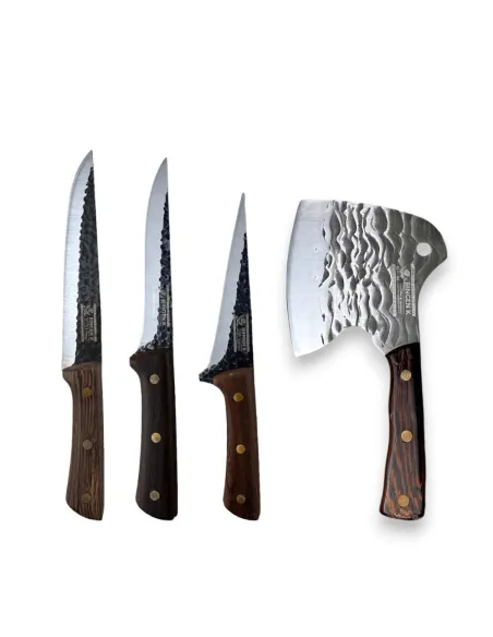 Set 3 cutite cu maner de lemn si satar otel, J2