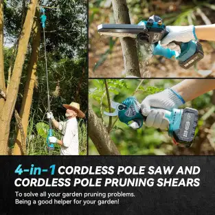 Mini Drujba 6 inch cu Brat Telescopic 2m, 48V, 2 Acumulatori, Unghi Reglabil de taiere-08 2