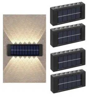 4 x Lampi Solare Bidirectionale,12 LED, Alb Cald 2