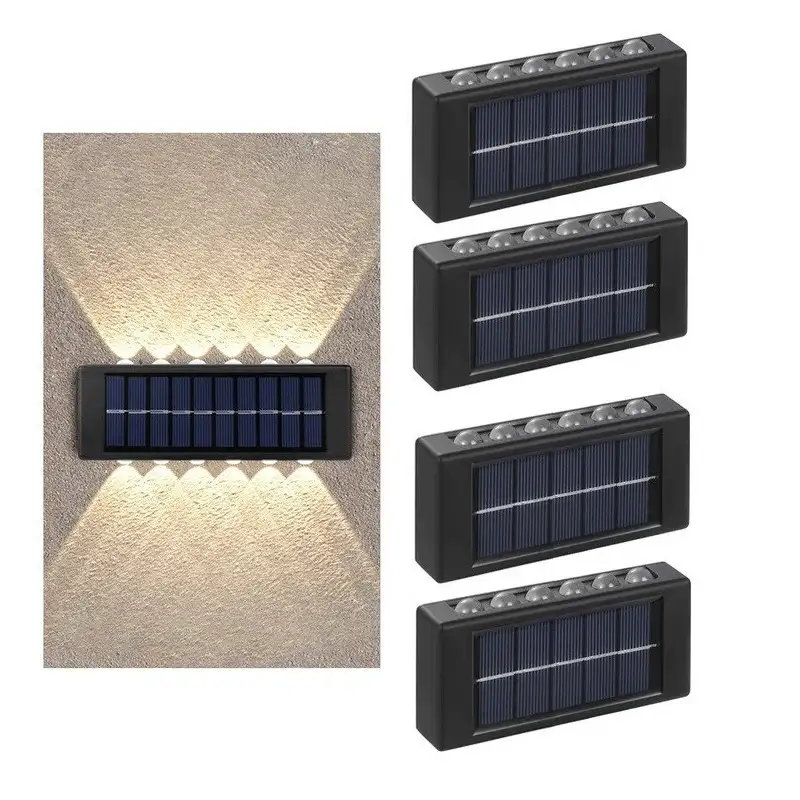 4 x Lampi Solare Bidirectionale,12 LED, Alb Cald