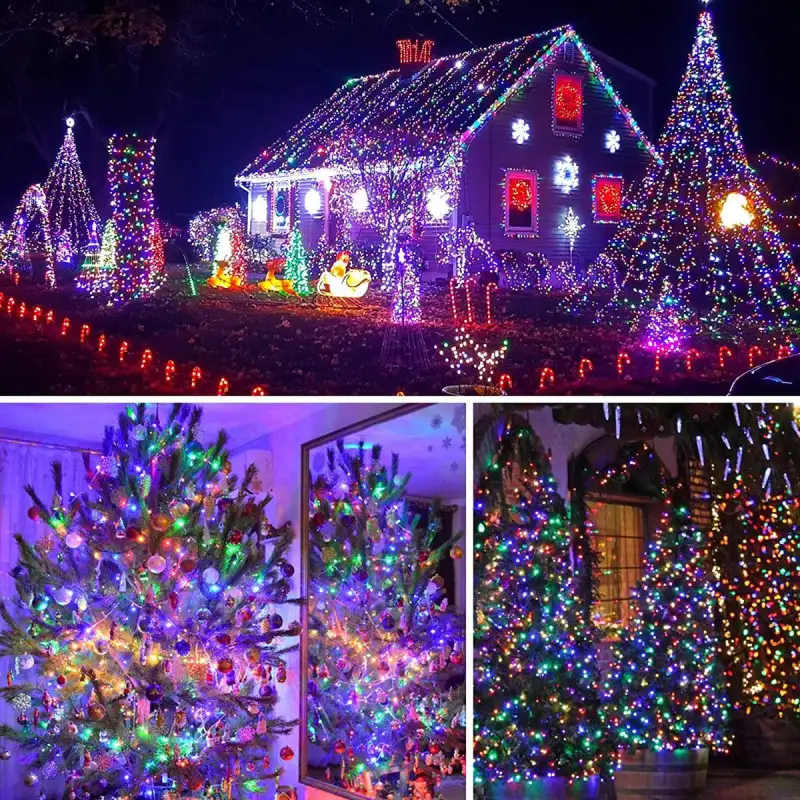 Instalatie solara 100 M,1000 LED,panou solar mare, 8 jocuri de lumini