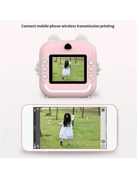 Camera foto digitala cu imprimare termica pentru copii, focalizare automata, display color de 2,4 inch 1080P Full HD