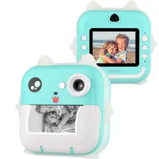 Camera foto digitala cu imprimare termica pentru copii, focalizare automata, display color de 2,4 inch 1080P Full HD
