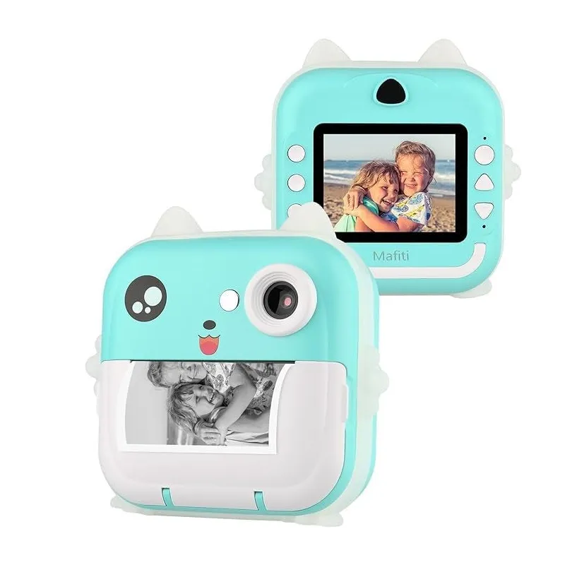 Camera foto digitala cu imprimare termica pentru copii, focalizare automata, display color de 2,4 inch 1080P Full HD