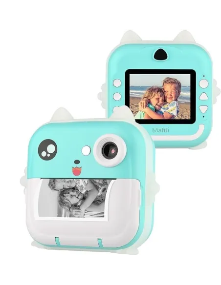 Camera foto digitala cu imprimare termica pentru copii, focalizare automata, display color de 2,4 inch 1080P Full HD