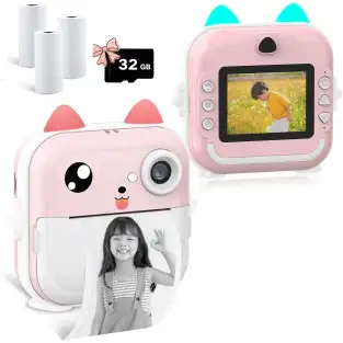 Camera foto digitala cu imprimare termica pentru copii, focalizare automata, display color de 2,4 inch 1080P Full HD 2