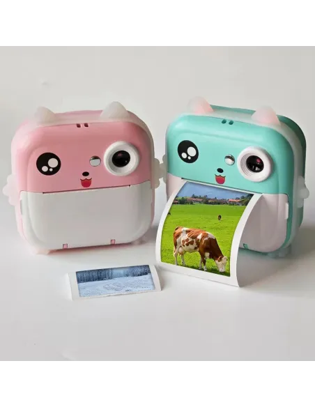 Camera foto digitala cu imprimare termica pentru copii, focalizare automata, display color de 2,4 inch 1080P Full HD