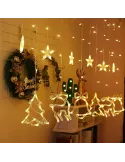 Perdea LED Crăciun 3m – 12 Figurine Luminoase, Alb Cald, Prelungibilă, Interconectabilă, Interior & Exterior