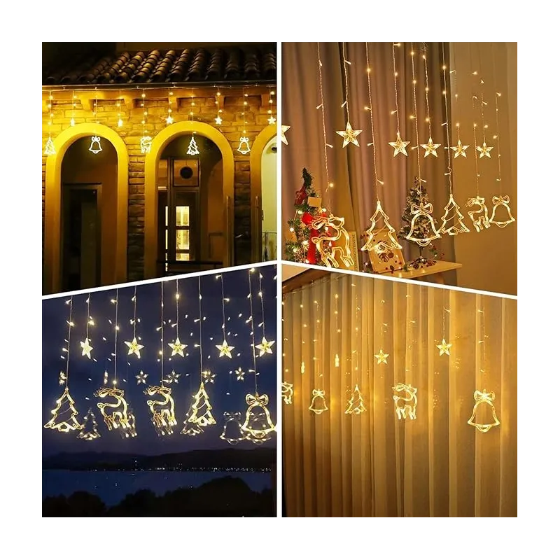 Perdea LED Crăciun 3m – 12 Figurine Luminoase, Alb Cald, Prelungibilă, Interconectabilă, Interior & Exterior