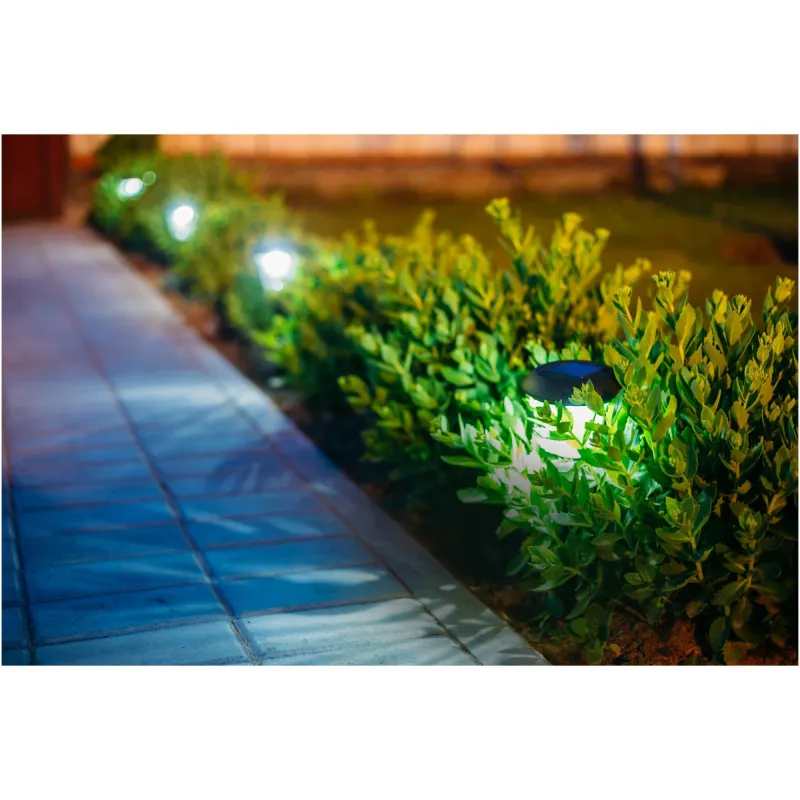 Set 4 Lampi solare de exterior pentru gradina, LED, cu 2 moduri de iluminare Alb cald sau RGB