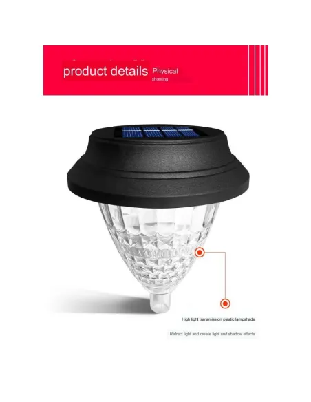 Set 4 Lampi solare de exterior pentru gradina, LED, cu 2 moduri de iluminare Alb cald sau RGB