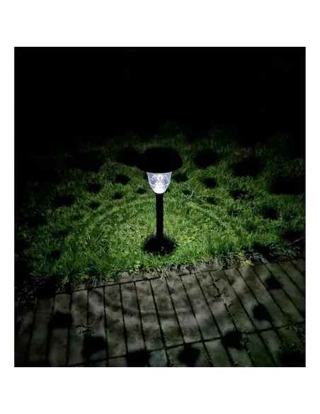 Set 4 Lampi solare de exterior pentru gradina, LED, cu 2 moduri de iluminare Alb cald sau RGB