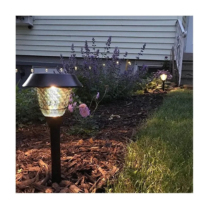 Set 4 Lampi solare de exterior pentru gradina, LED, cu 2 moduri de iluminare Alb cald sau RGB