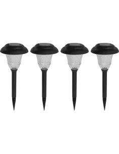 Set 4 Lampi solare de exterior pentru gradina, LED, cu 2 moduri de iluminare Alb cald sau RGB