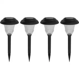 Set 4 Lampi solare de exterior pentru gradina, LED, cu 2 moduri de iluminare Alb cald sau RGB