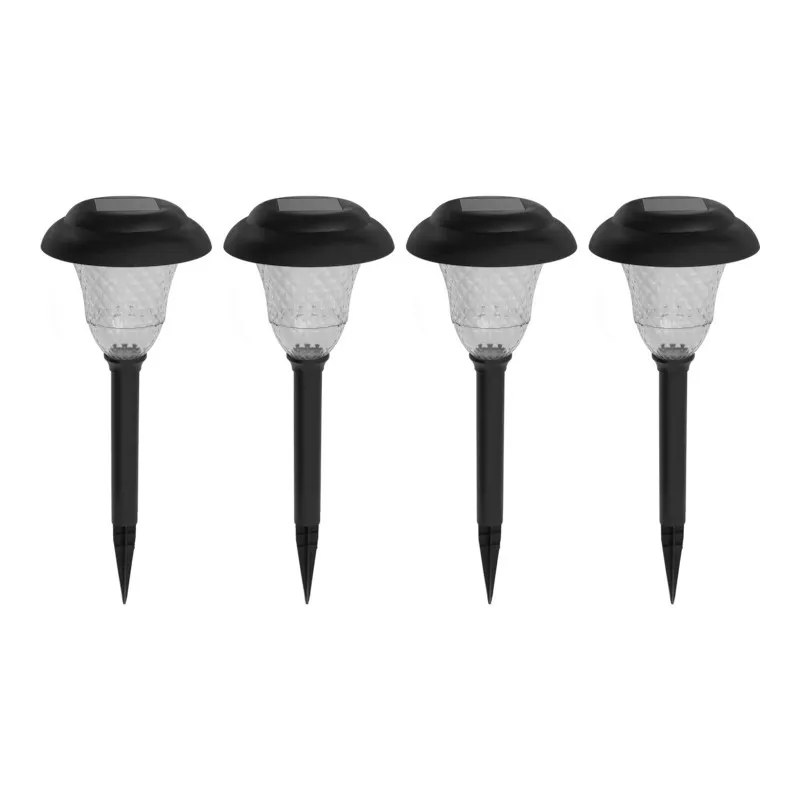 Set 4 Lampi solare de exterior pentru gradina, LED, cu 2 moduri de iluminare Alb cald sau RGB