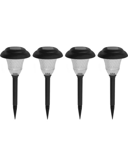 Set 4 Lampi solare de exterior pentru gradina, LED, cu 2 moduri de iluminare Alb cald sau RGB