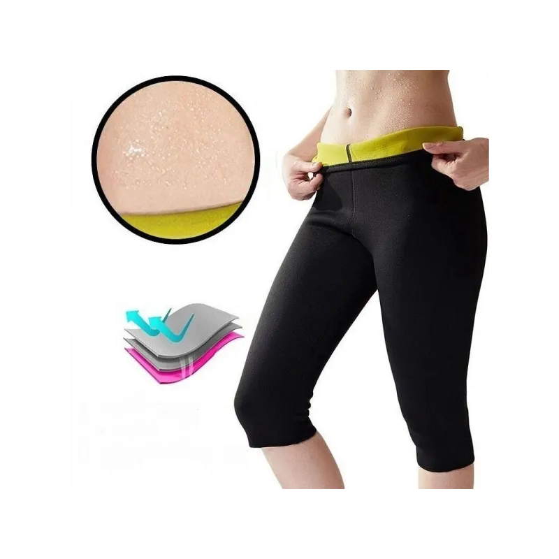 Pantaloni din neopren cu efect de sauna culoare negru