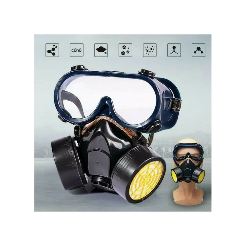 Masca de protectie, anti praf si vapori, anti-poluare, cu 2 filtre de carbon activ si ochelari